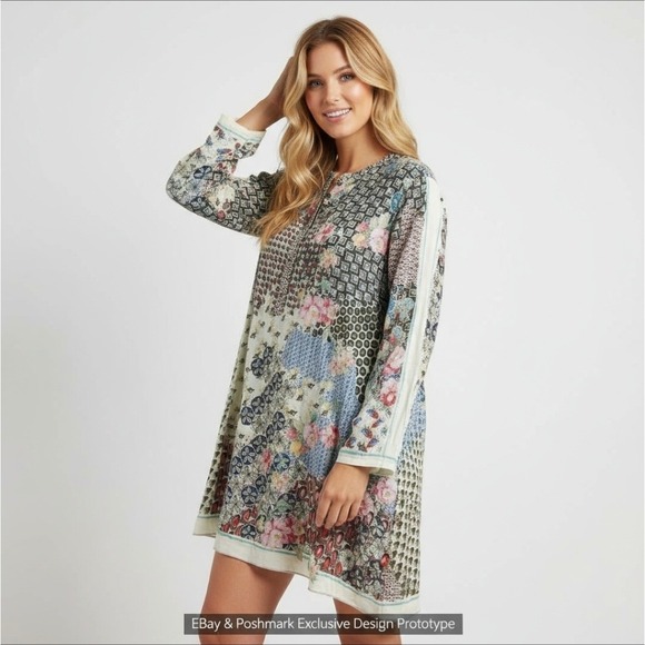 Johnny Was Tops - Johnny was Women's Tunic T-shirt Dress - Size: Large